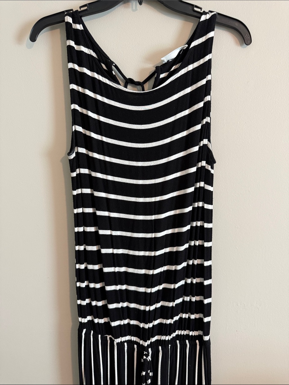 Black & White Striped Sleeveless Women’s Jumpsuit w/pockets